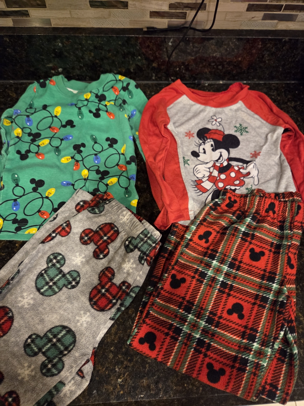 Disney Minnie Mouse Holiday Sleepwear Set - Red, Green, Gray
